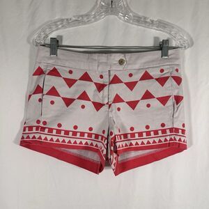 J. Crew Shorts Women's 2 Tan Pink Geometric Stretch Pockets 3" Inseam